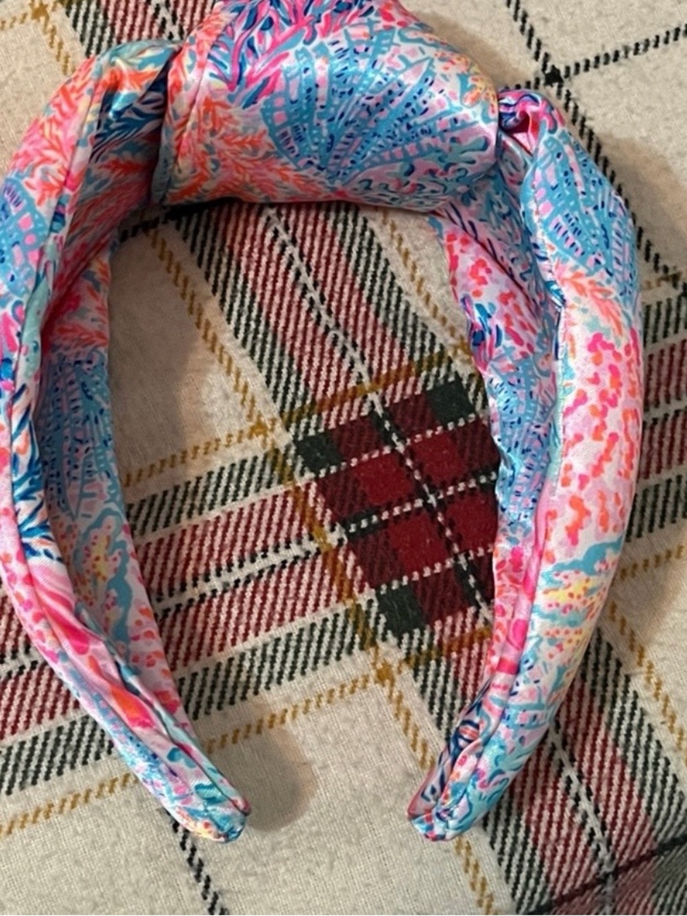 Lilly Pulitzer Aqua & Bright Pink Top Knot Twisted Padded Headband